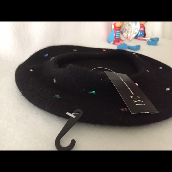 INC Jewel-Embellished Beret (Black) - Picture 5 of 7